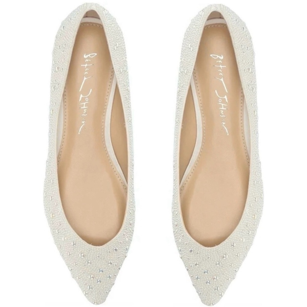 Betsey Johnson Glittering Ivory Bridal Flats